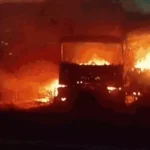 Rajasthan में भीषण सड़क हादसा: बस-ट्रेलर की टक्कर के बाद लगी आग, 8 लोगों की मौत, 6 जिंदा जले