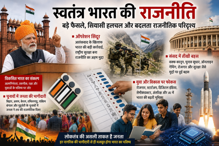 स्वतंत्र India की Politics: बड़े फैसले, सियासी हलचल और बदलता राजनीतिक परिदृश्य
