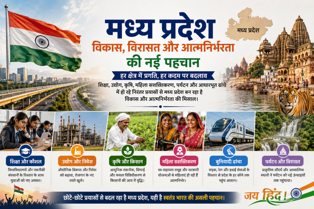Madhya Pradesh, Independence Day, MP Development, Madhya Pradesh News, MP Special Report, Self Reliant India, Education, Agriculture, Tourism, Infrastructure, Women Empowerment