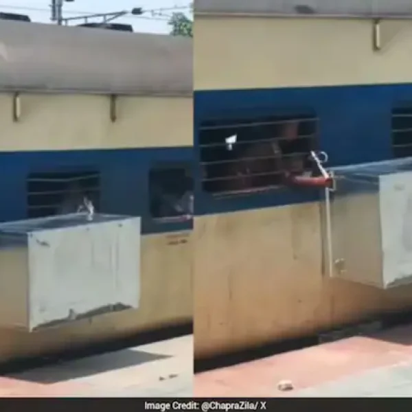 Train से बाहर लटका बड़ा लोहे का ट्रंक, रेलवे ने लिया एक्शन; वीडियो वायरल